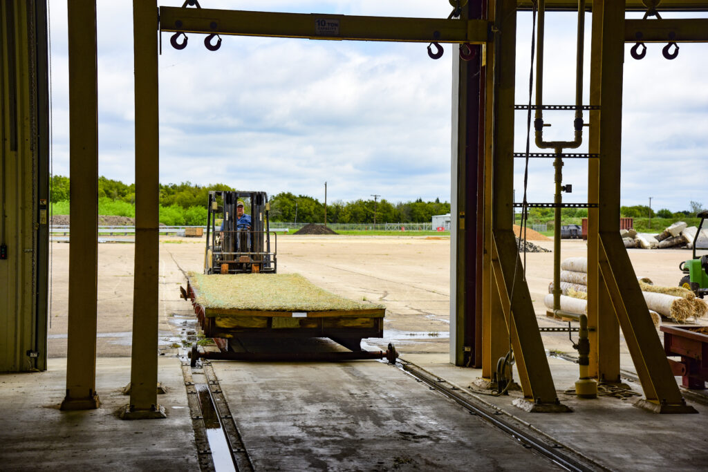 Installation of a sediment control device for testing.